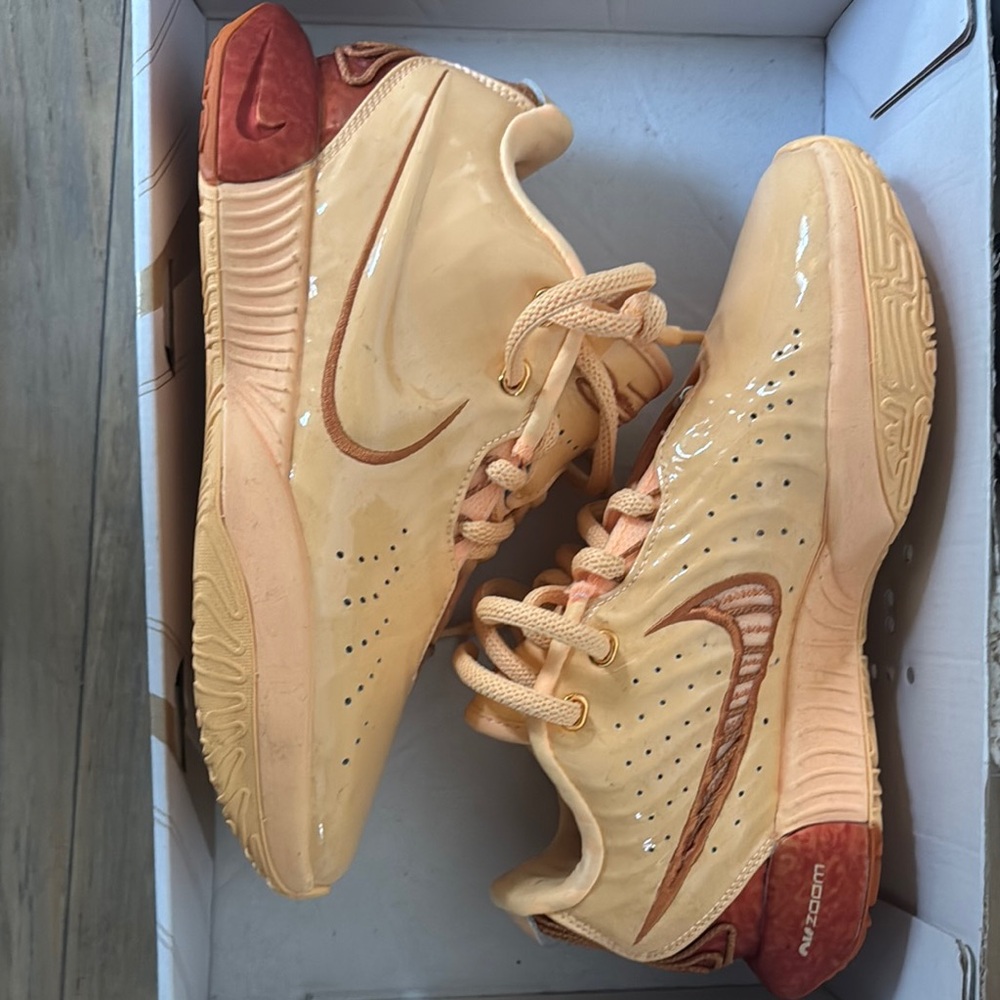 Nike Cream and Red Athletic Shoes